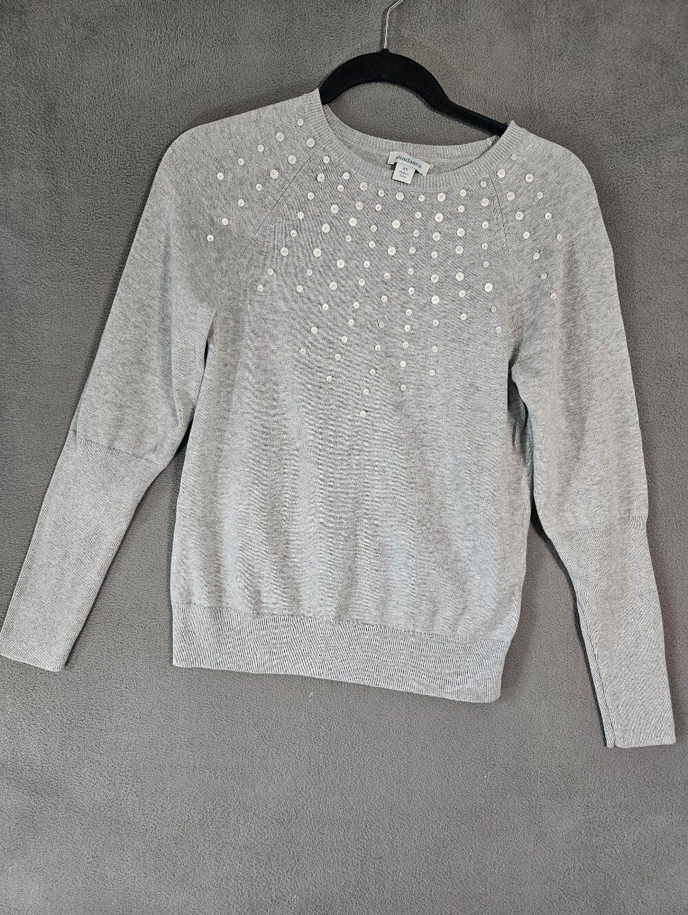 Sundance Beaded Sequin Constellation Sweater Women’s XS Gray Pullover
